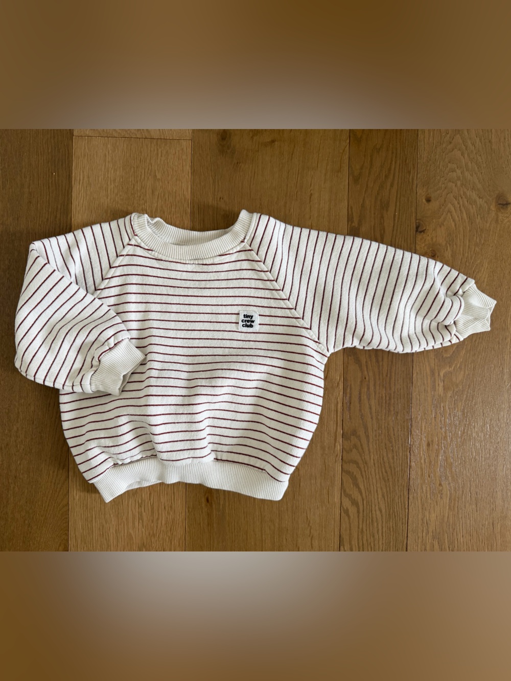 Zara Cream Sweatshirt with Burgundy Pinstripes